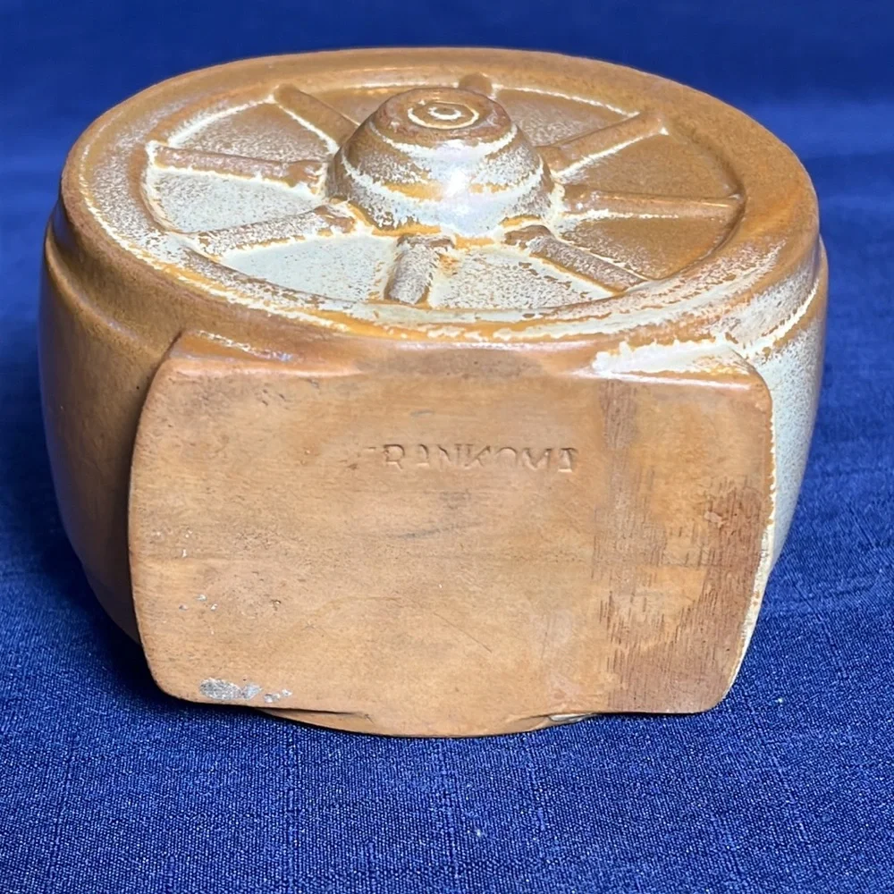 Vintage Frankoma Wagon Wheel Sugar Bowl (Vase Planter) Desert Gold Color - Picture 2 of 3